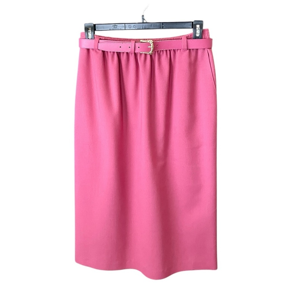 Alfred Dunner vintage belted pencil skirt pockets elastic waist 8 pink